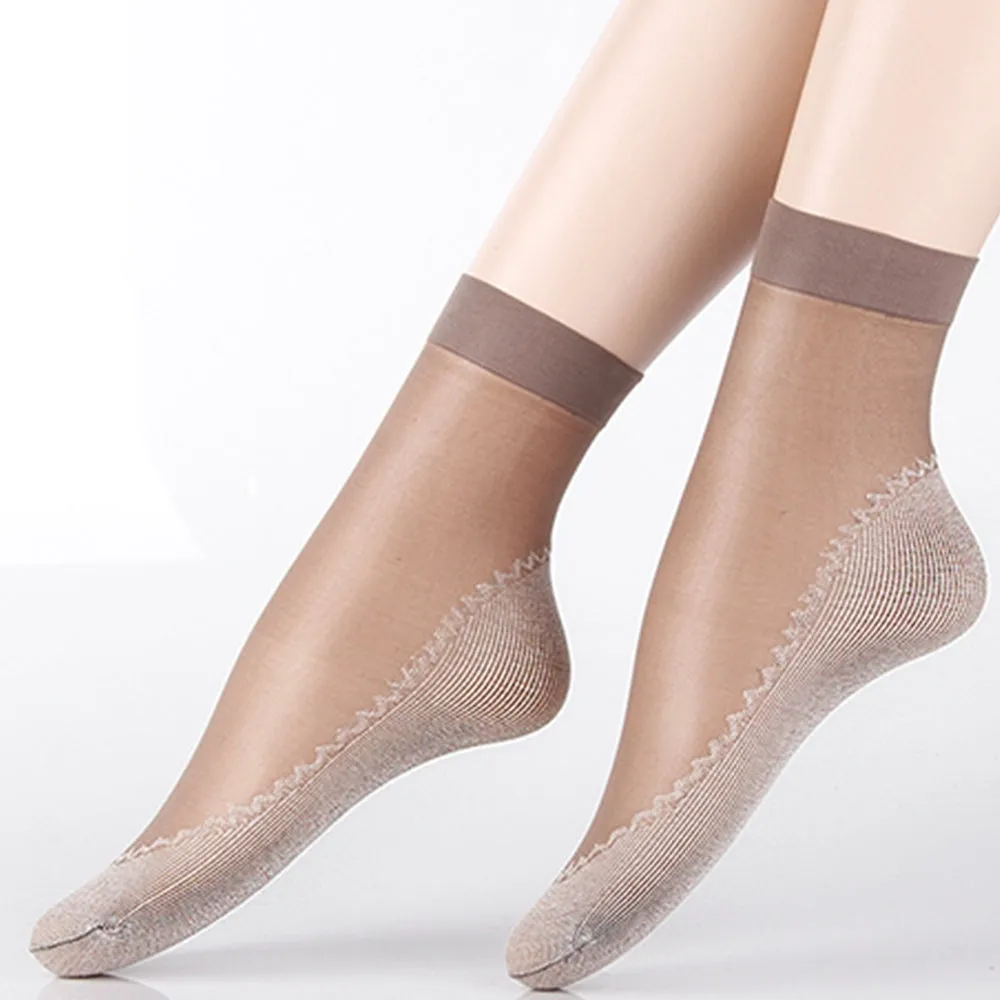10 Pairs Thin Transparent Comfy Lightweight Non-slip Short Socks
