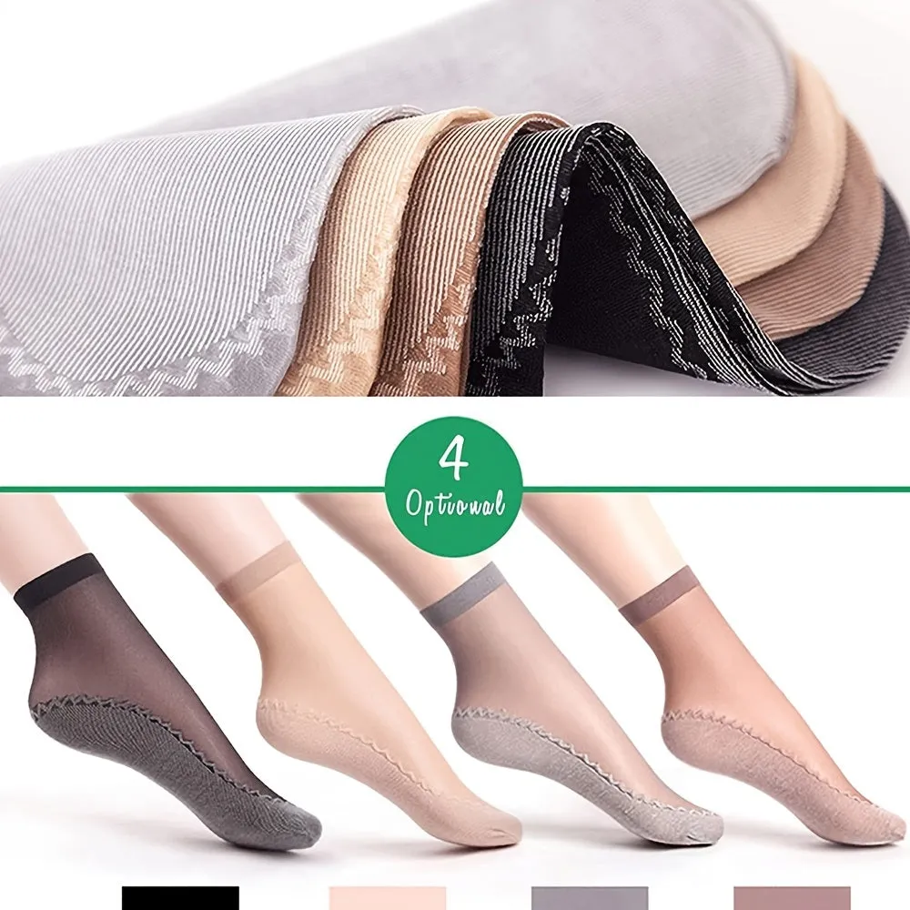 10 Pairs Thin Transparent Comfy Lightweight Non-slip Short Socks