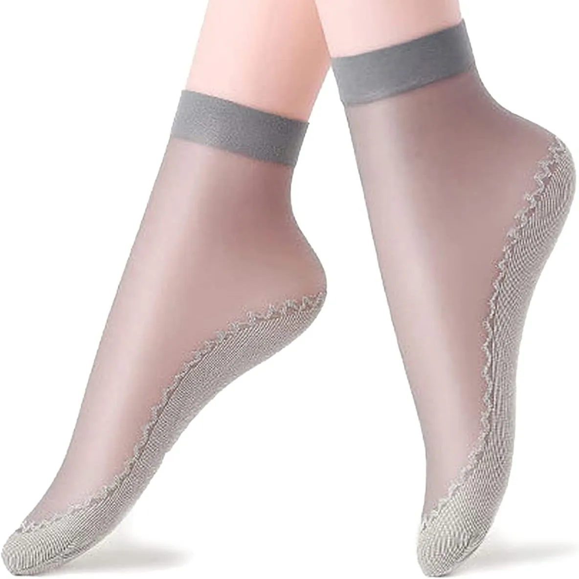10 Pairs Thin Transparent Comfy Lightweight Non-slip Short Socks