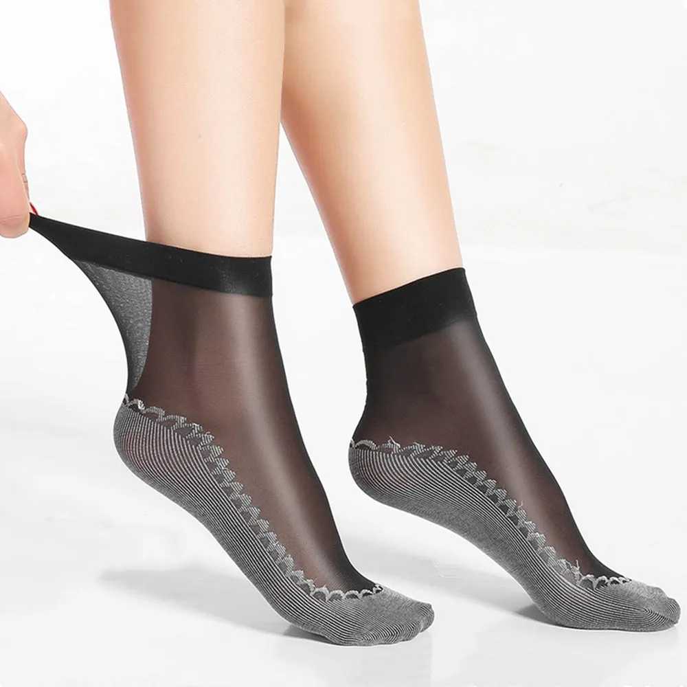 10 Pairs Thin Transparent Comfy Lightweight Non-slip Short Socks