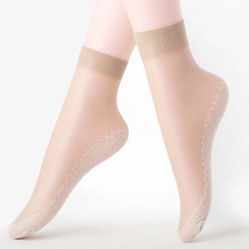 10 Pairs Thin Transparent Comfy Lightweight Non-slip Short Socks