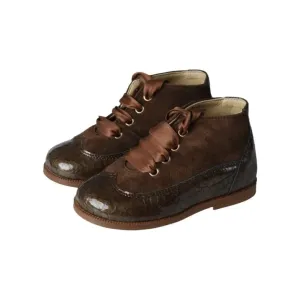 1383 - Brown Patent Leather Lace for Toddler by Clarys