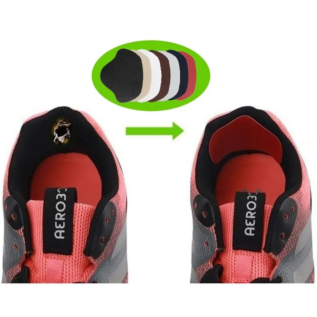 (2 pairs) Leather Heel Pads Self-Adhesive Anti-Slip Shoe Repair Insoles - White