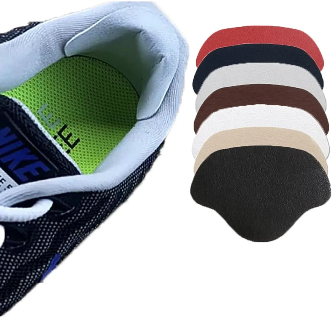 (2 pairs) Leather Heel Pads Self-Adhesive Anti-Slip Shoe Repair Insoles - White