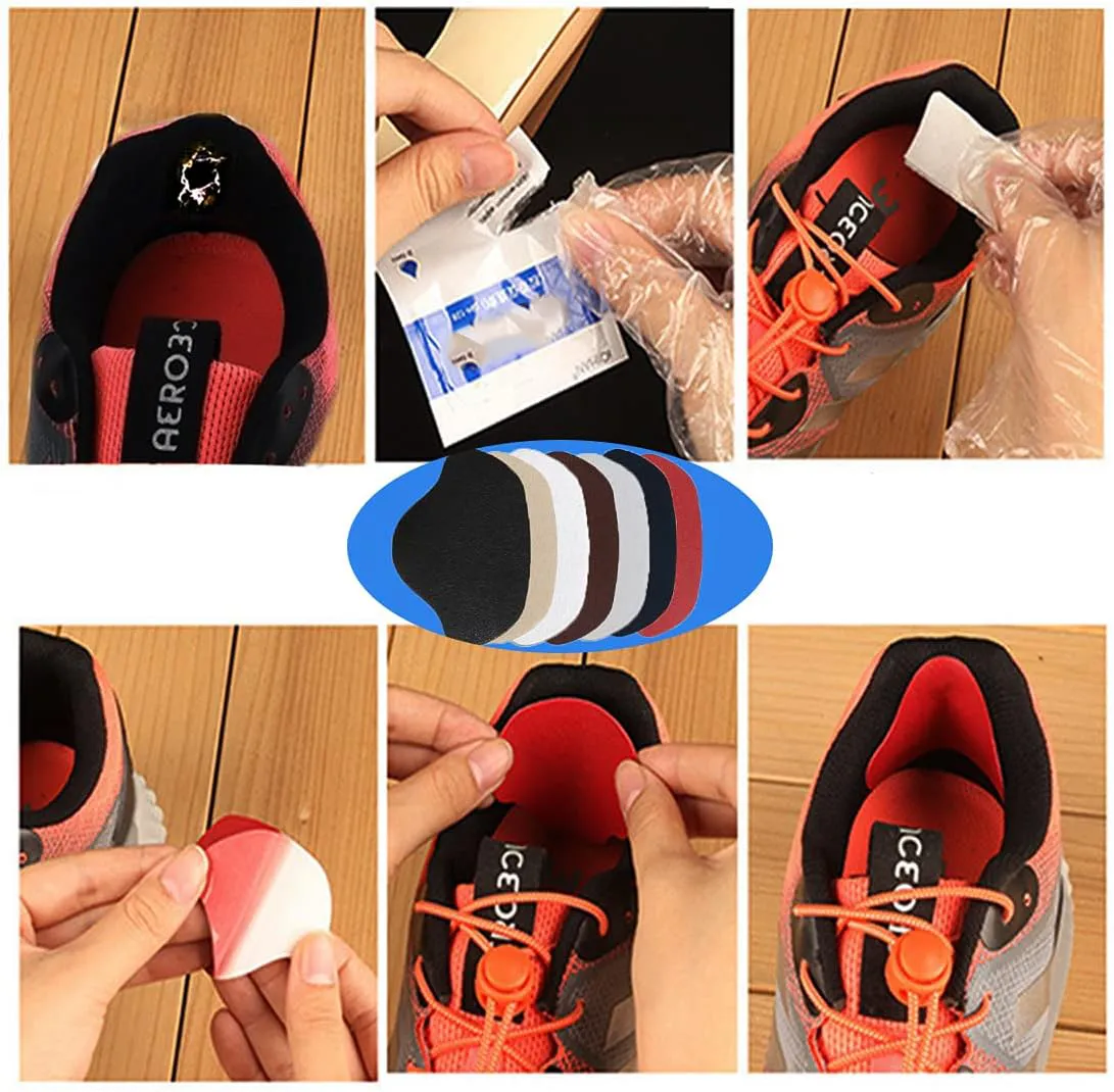 (2 pairs) Leather Heel Pads Self-Adhesive Anti-Slip Shoe Repair Insoles - White