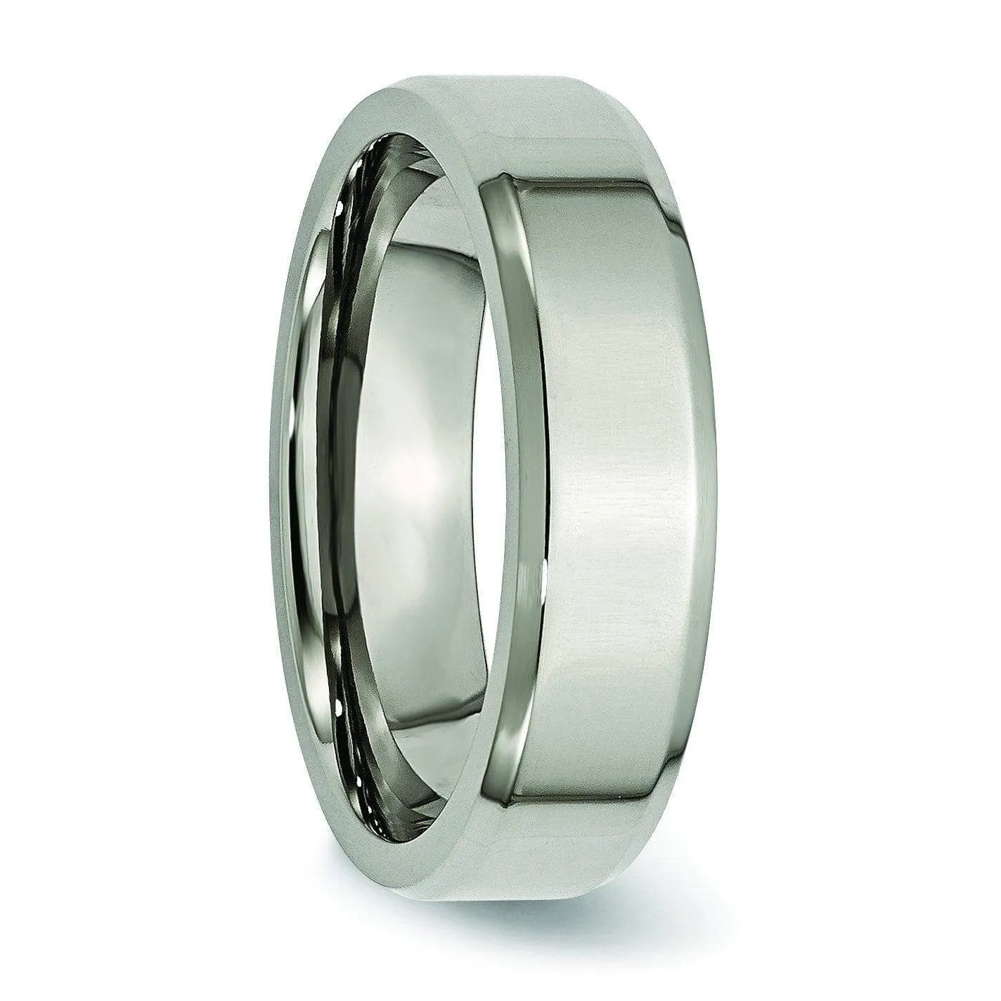 6mm Polished Titanium Wedding Ring with Beveled Edges