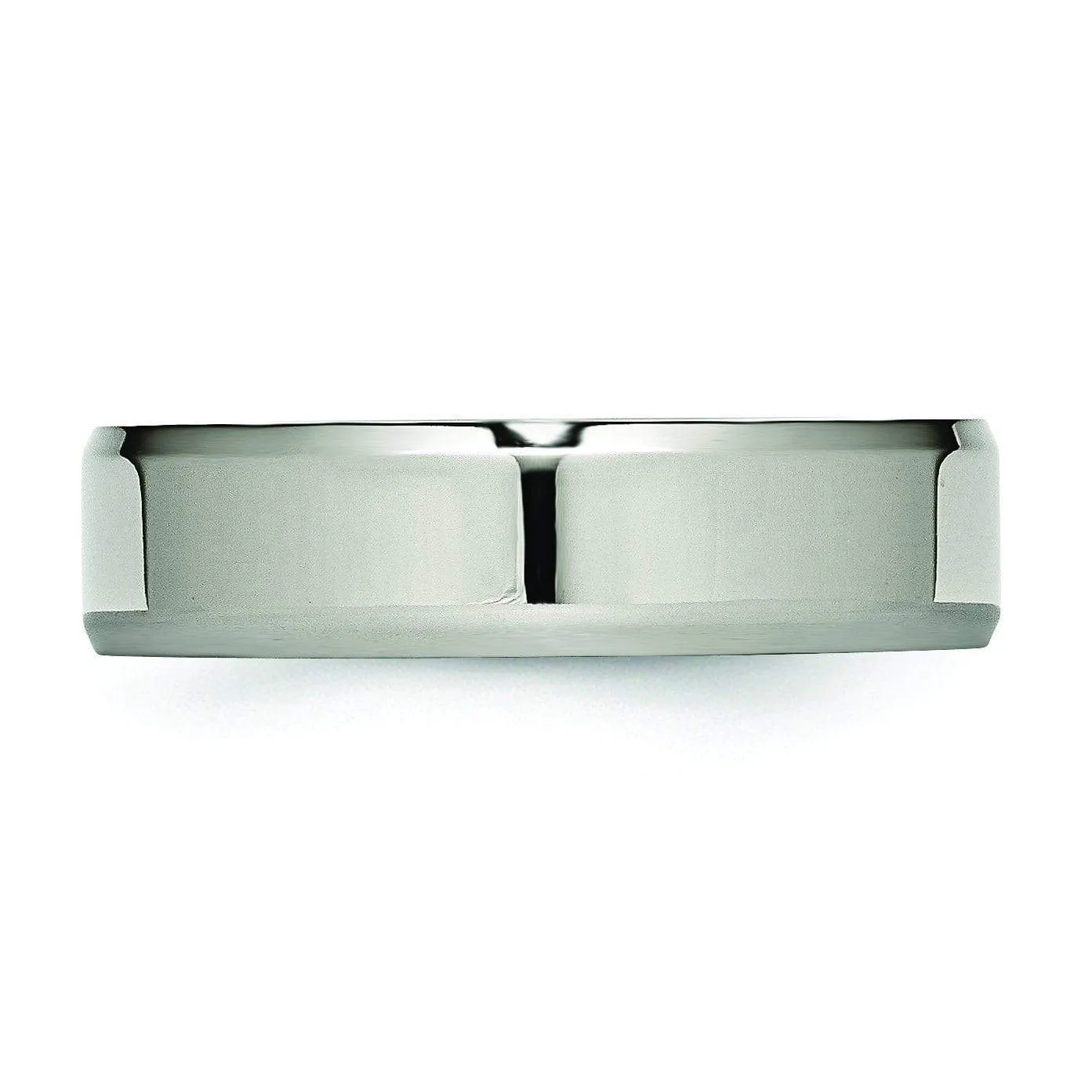 6mm Polished Titanium Wedding Ring with Beveled Edges