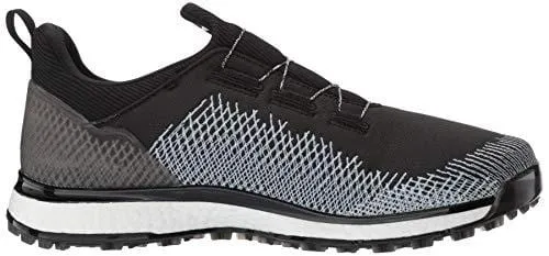 adidas Men's FORGEFIBER BOA Golf Shoe core Black/FTWR White/hi-res Yellow 9.5 M US