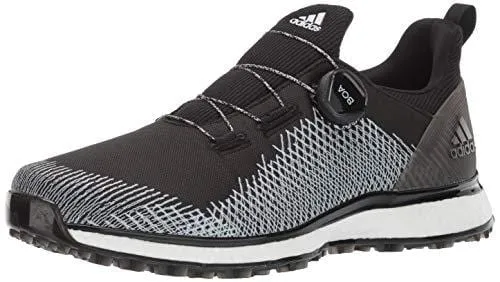 adidas Men's FORGEFIBER BOA Golf Shoe core Black/FTWR White/hi-res Yellow 9.5 M US