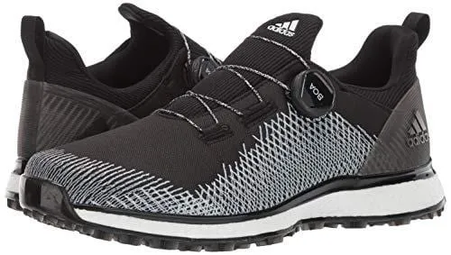 adidas Men's FORGEFIBER BOA Golf Shoe core Black/FTWR White/hi-res Yellow 9.5 M US