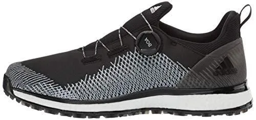 adidas Men's FORGEFIBER BOA Golf Shoe core Black/FTWR White/hi-res Yellow 9.5 M US