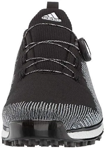 adidas Men's FORGEFIBER BOA Golf Shoe core Black/FTWR White/hi-res Yellow 9.5 M US