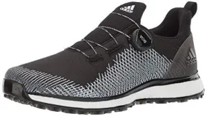 adidas Men's FORGEFIBER BOA Golf Shoe core Black/FTWR White/hi-res Yellow 9.5 M US