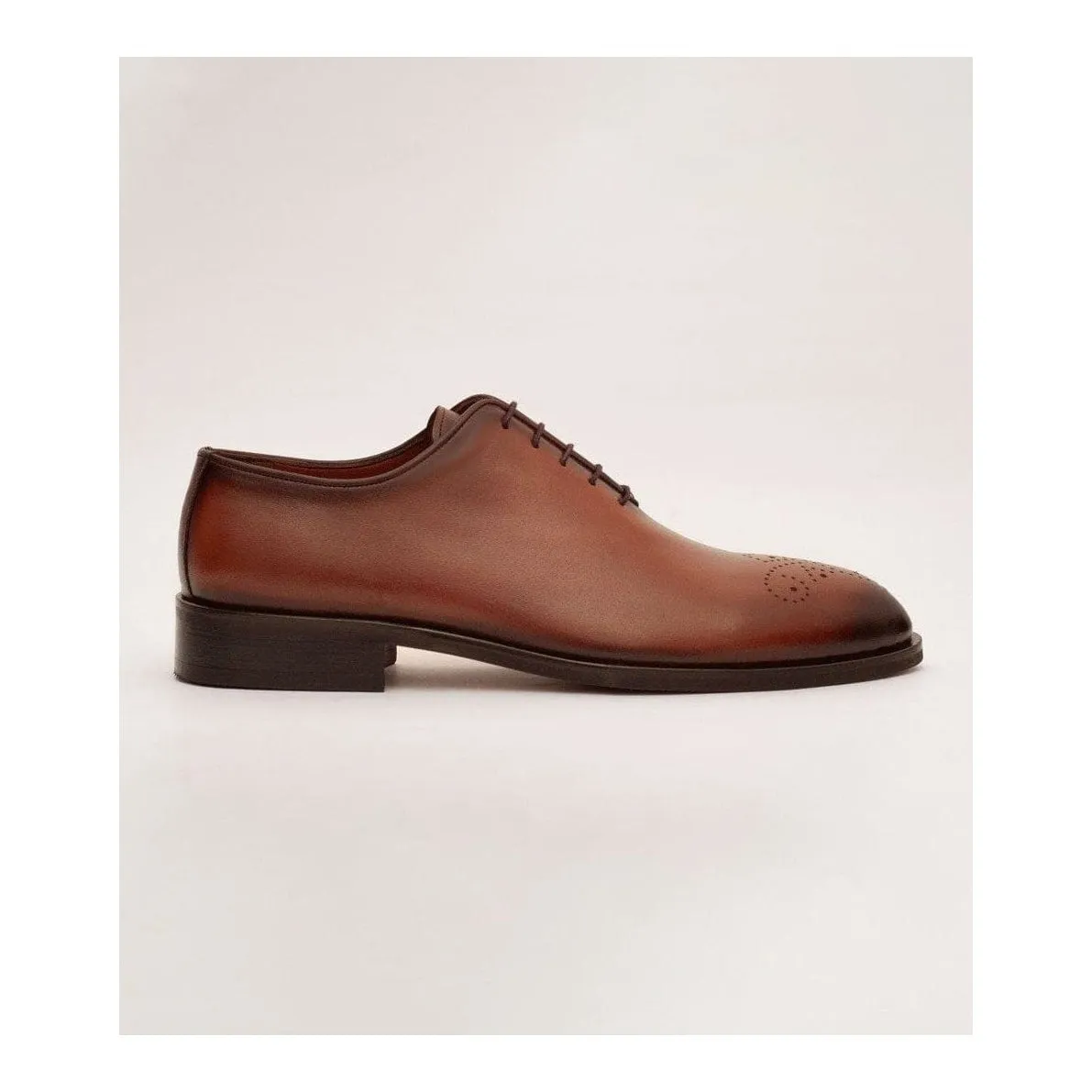 Ariston Boys Solid Cognac Whole Cut Oxford Leather Dress Shoes