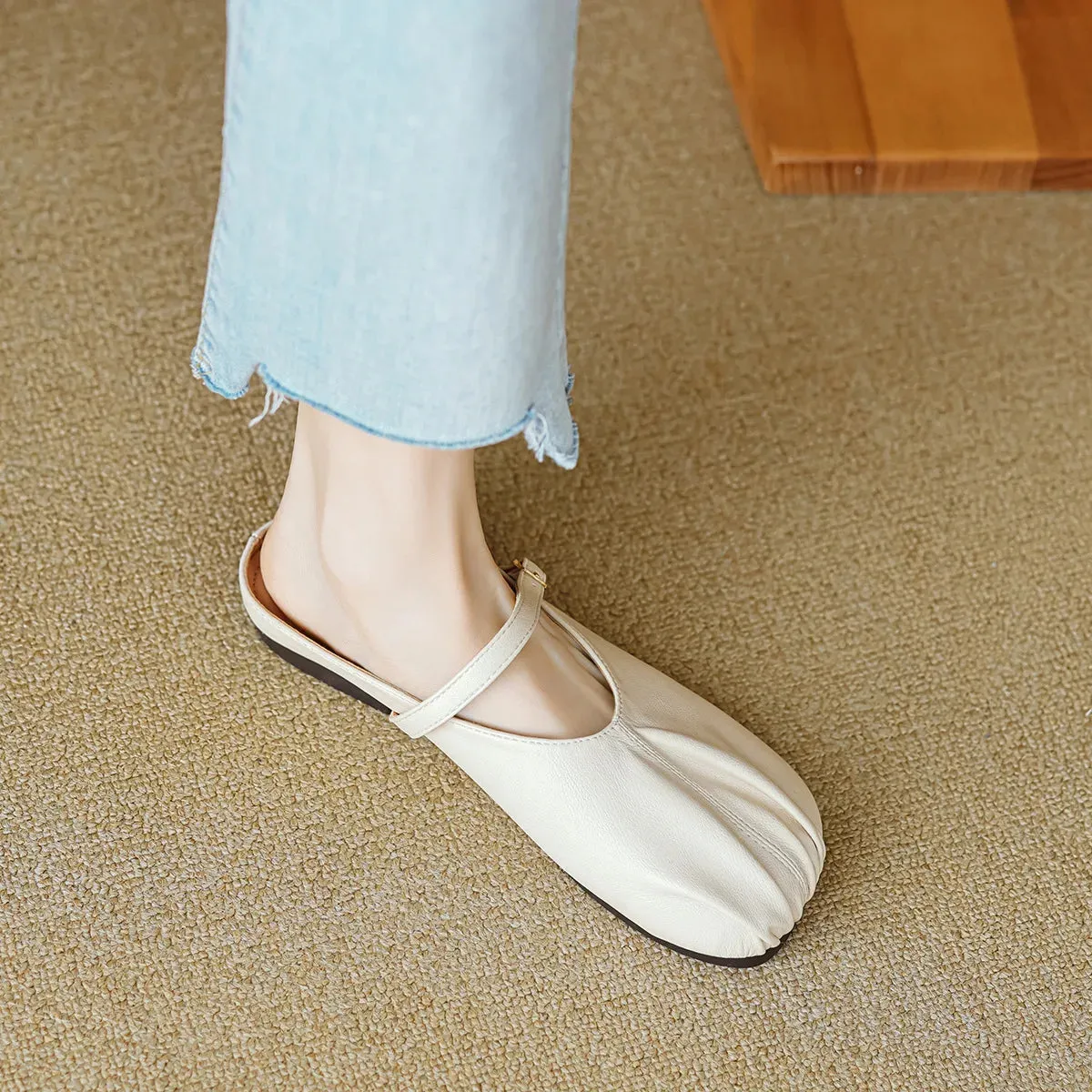 binfenxie  -  2024 new summer women's slippers Korean style mary jane shoes mules Ladies casual black flats Work shoes Large size 41-43