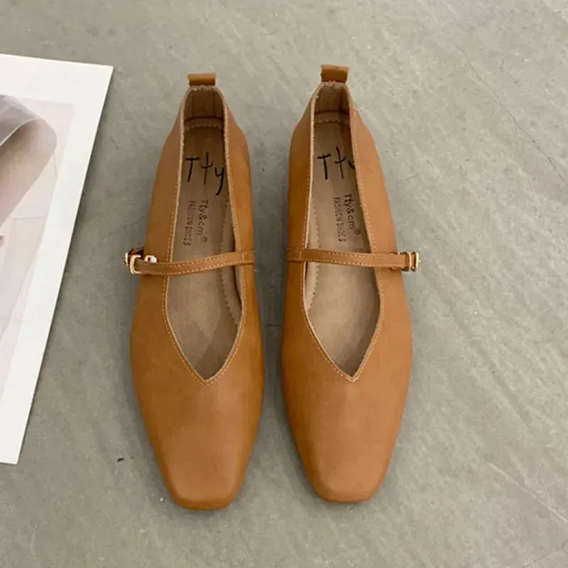 binfenxie  -  2024 Spring New Yellow Women Flat Shoes Fashion Round Toe Shallow Ladies Casual Slip On Mary Jane Shoes Soft Sole Ballerinas
