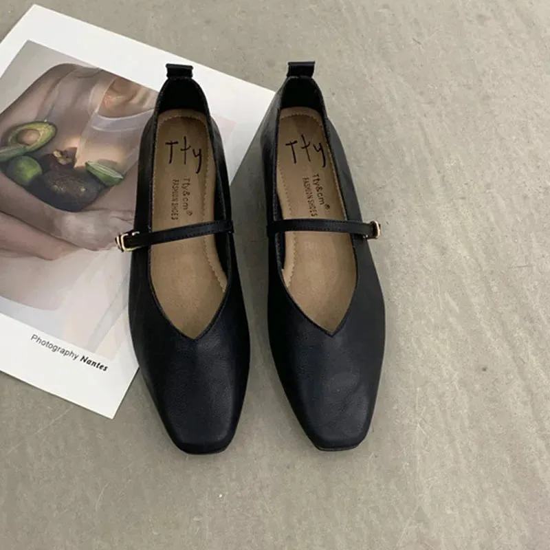 binfenxie  -  2024 Spring New Yellow Women Flat Shoes Fashion Round Toe Shallow Ladies Casual Slip On Mary Jane Shoes Soft Sole Ballerinas