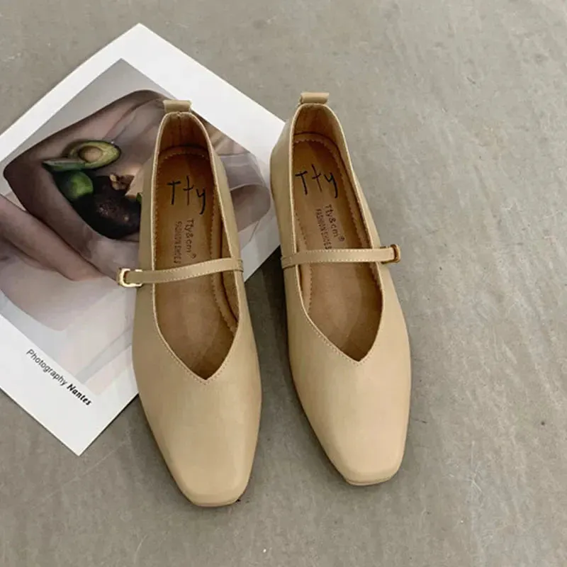 binfenxie  -  2024 Spring New Yellow Women Flat Shoes Fashion Round Toe Shallow Ladies Casual Slip On Mary Jane Shoes Soft Sole Ballerinas