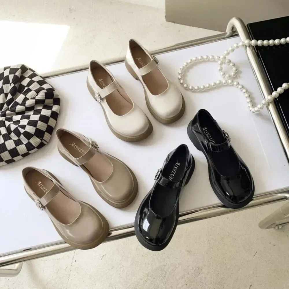 binfenxie  -  Japanese Platform Mary Janes Shoes Women Spring Autumn Buckle Designer Patent Leather Shoes Female Fashion Casual Pumps Ladies