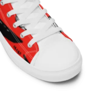 Black Cat and Red Women’s high top canvas shoes