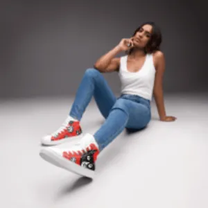 Black Cat and Red Women’s high top canvas shoes