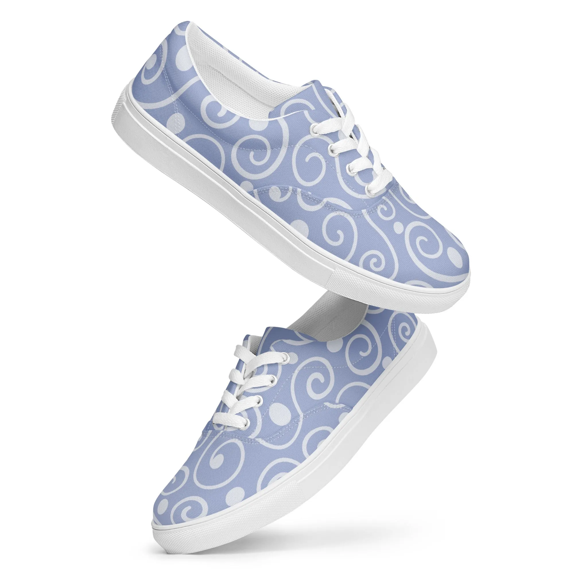 Blue Abstract Women’s lace-up canvas shoes