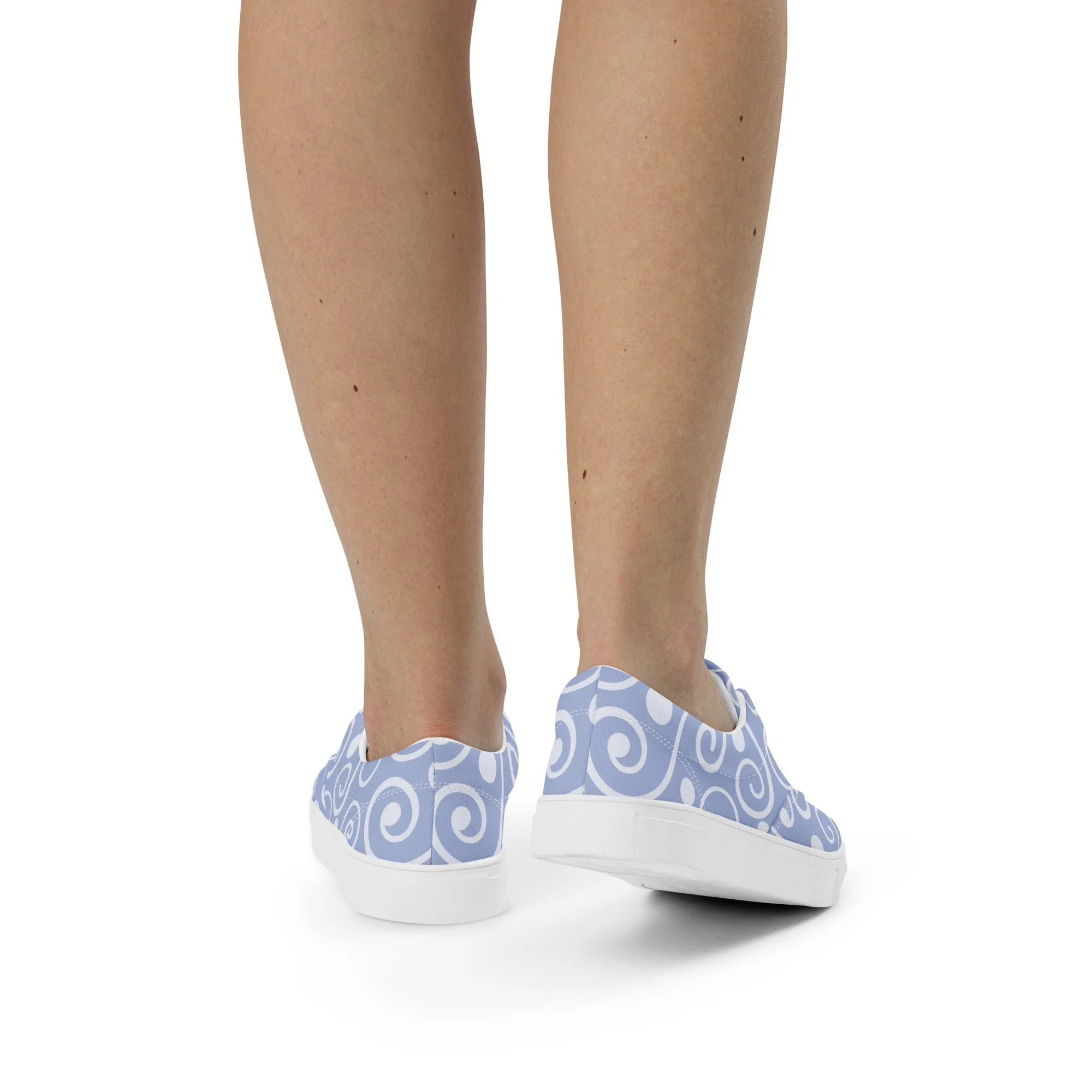Blue Abstract Women’s lace-up canvas shoes
