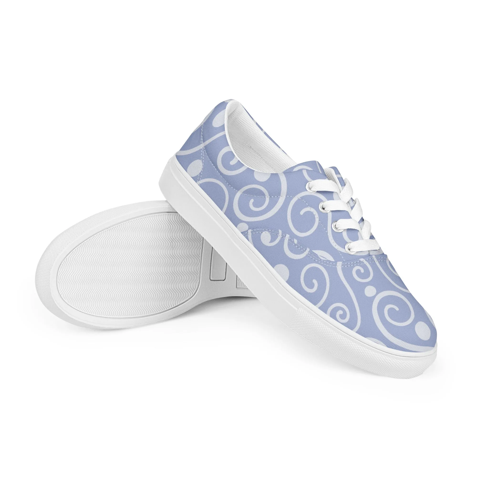 Blue Abstract Women’s lace-up canvas shoes