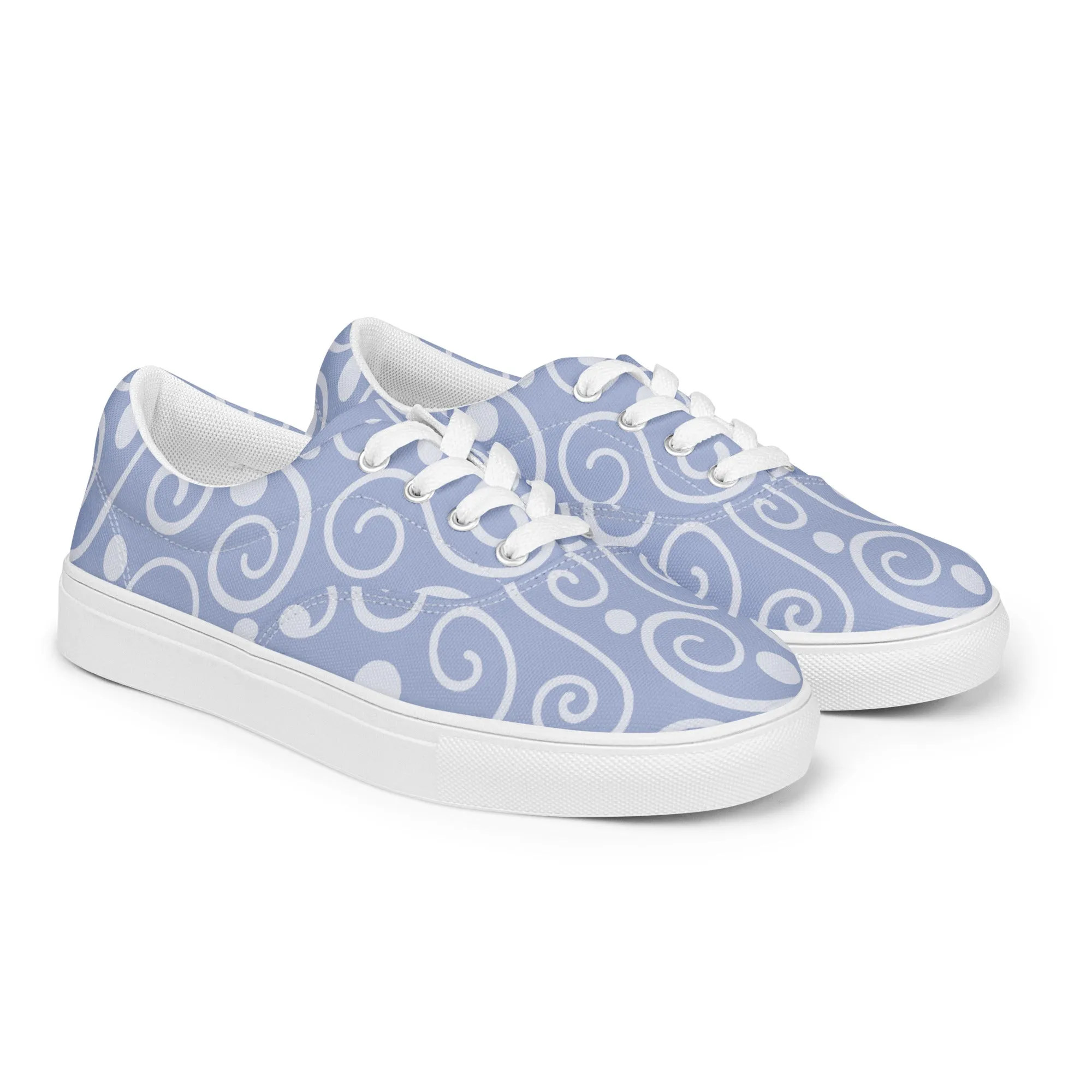 Blue Abstract Women’s lace-up canvas shoes