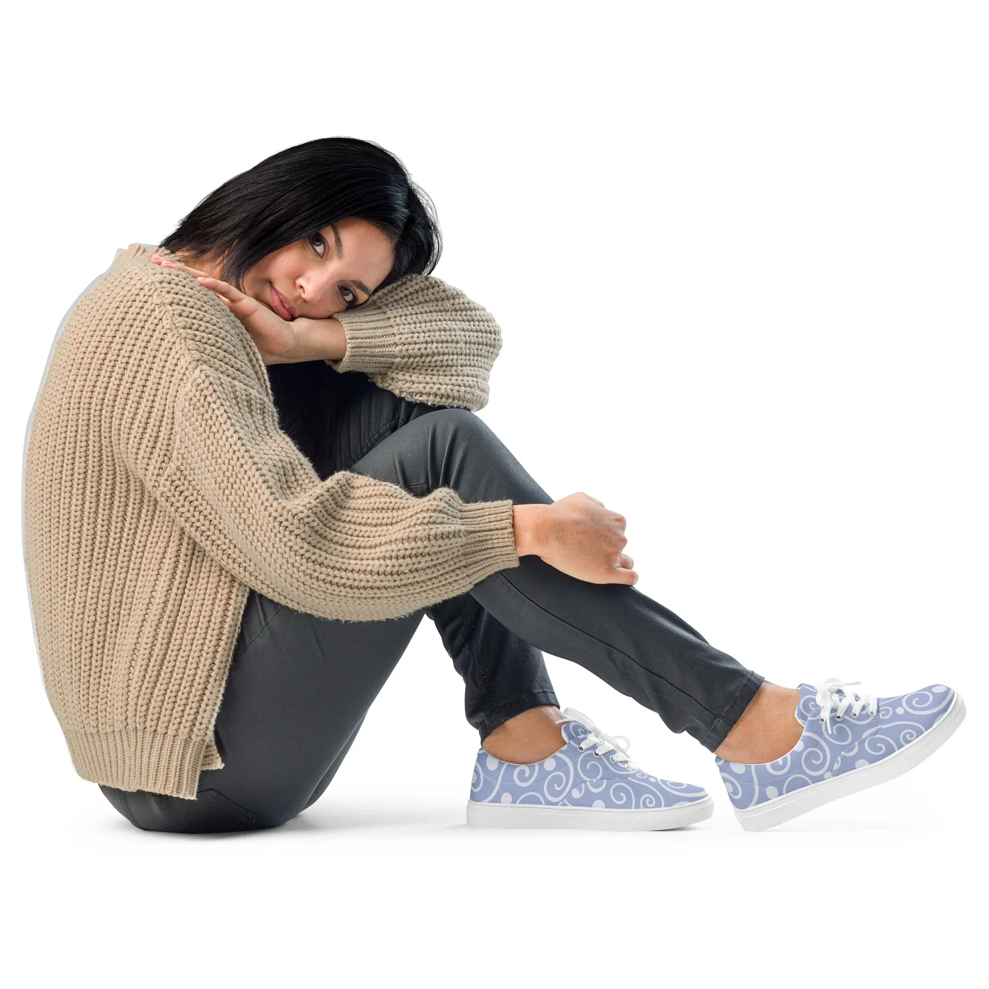 Blue Abstract Women’s lace-up canvas shoes