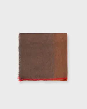 Brown Raw Hem Lightweight Linen Scarf