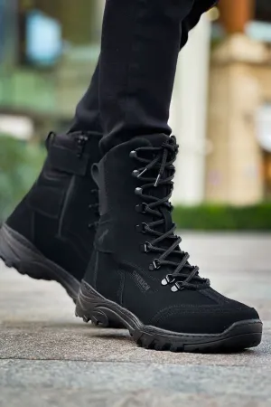 CH051 Men's Suede Black Casual Sports Sneaker Boots