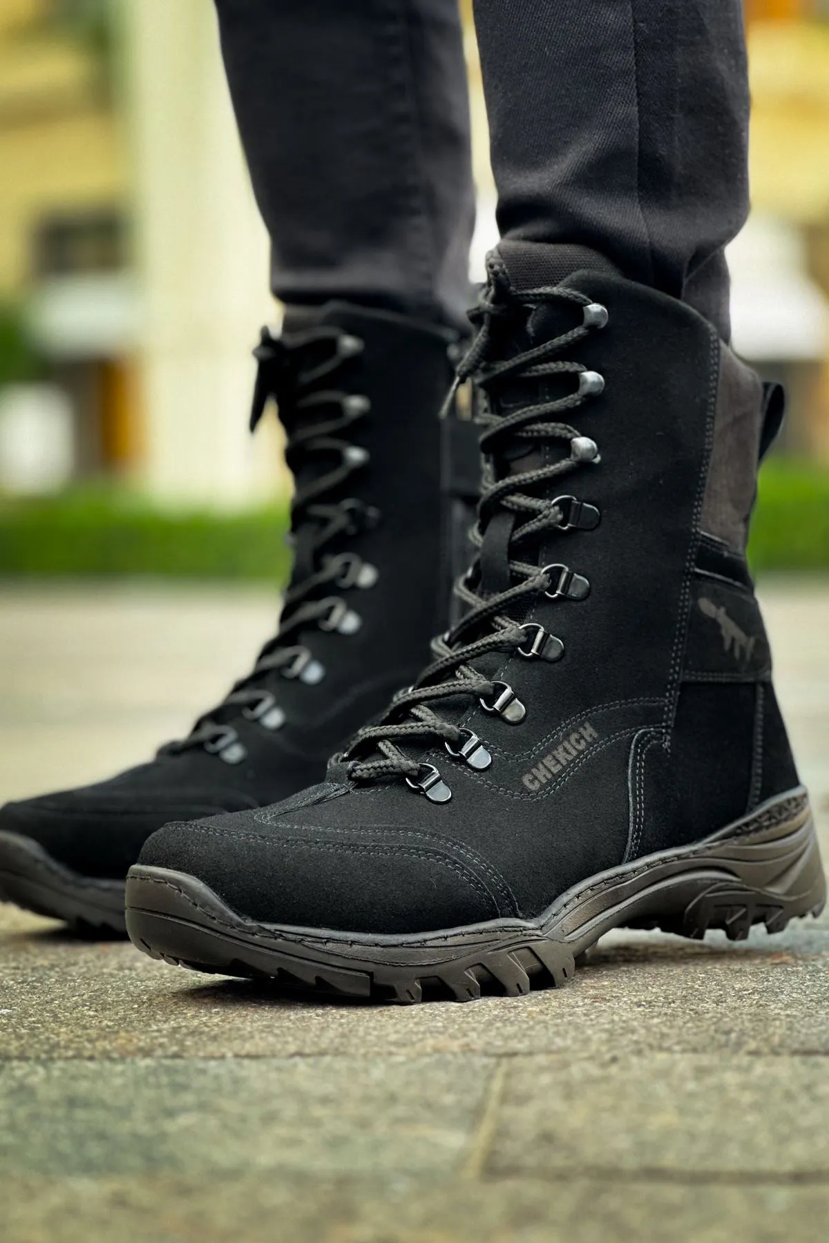 CH051 Men's Suede Black Casual Sports Sneaker Boots
