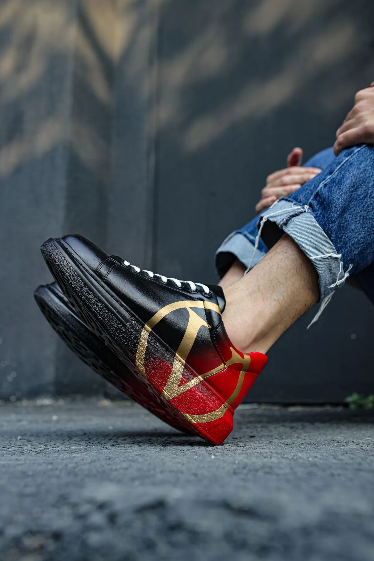 CH254 Men's Unisex Red-Black Casual Sneaker Sports Shoes