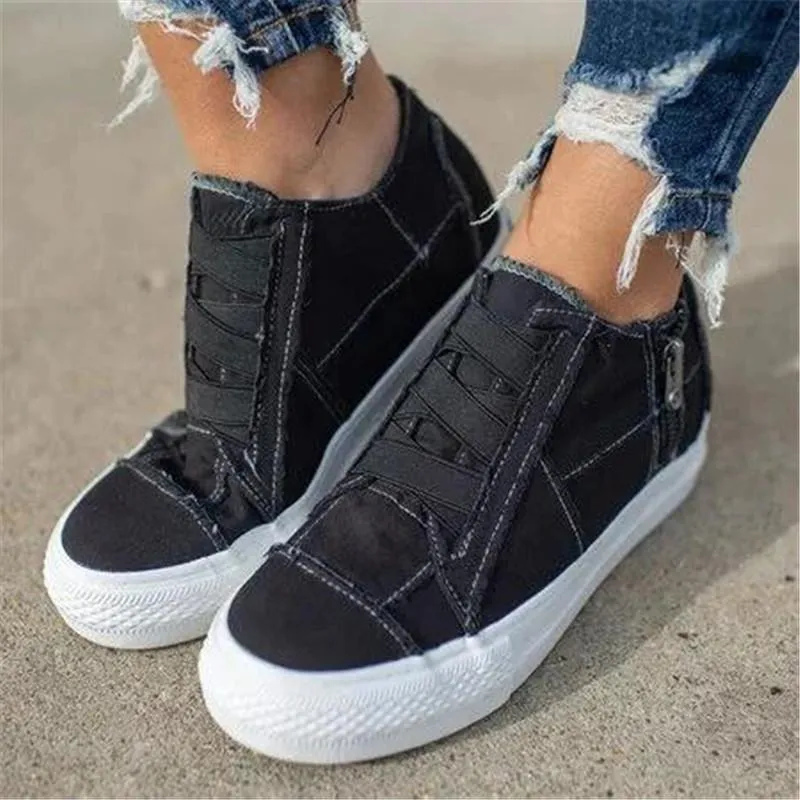 Chicvane New Elastic Band Low Top Slip-On Canvas Shoes