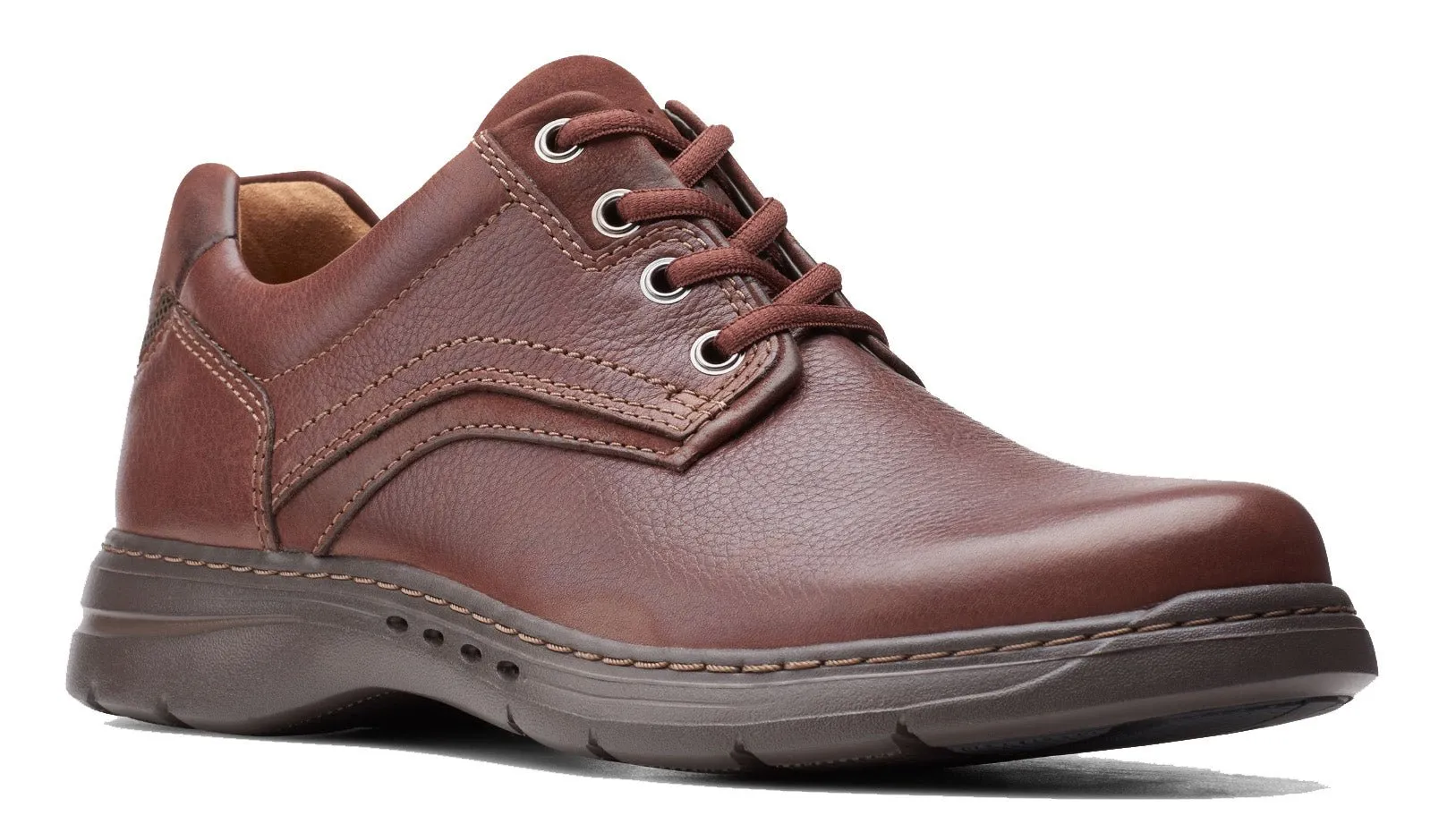 Clarks UnBrawley Pace Smooth Toe Mahogany Leather