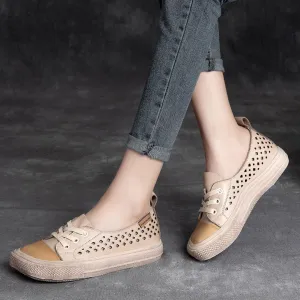 Color-Block Eyelets Casual Flats Shoes