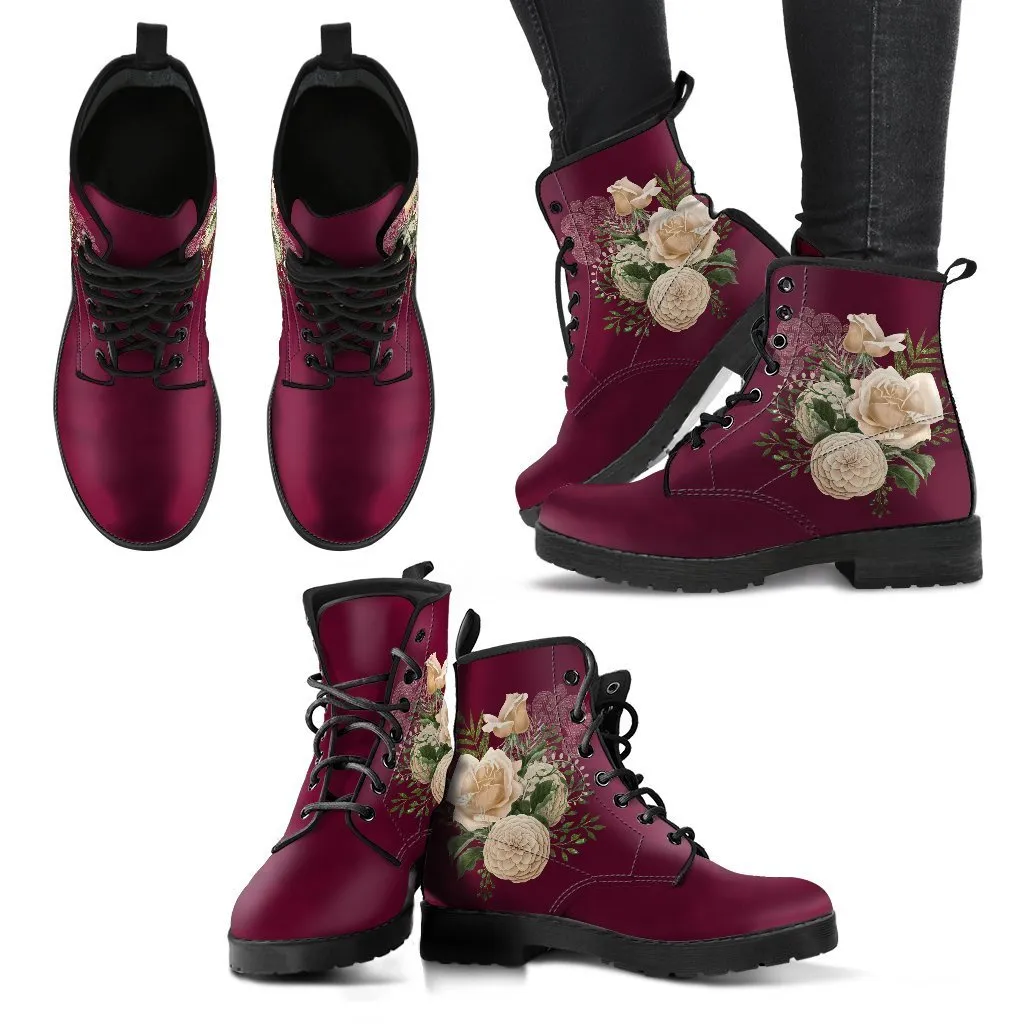 Combat Boots - Beautiful Flowers #25 | Custom Shoes, Women's Boots, Aesthetic Shoes, Boho Shoes, Vintage Style Shoes, Sorority Shoes