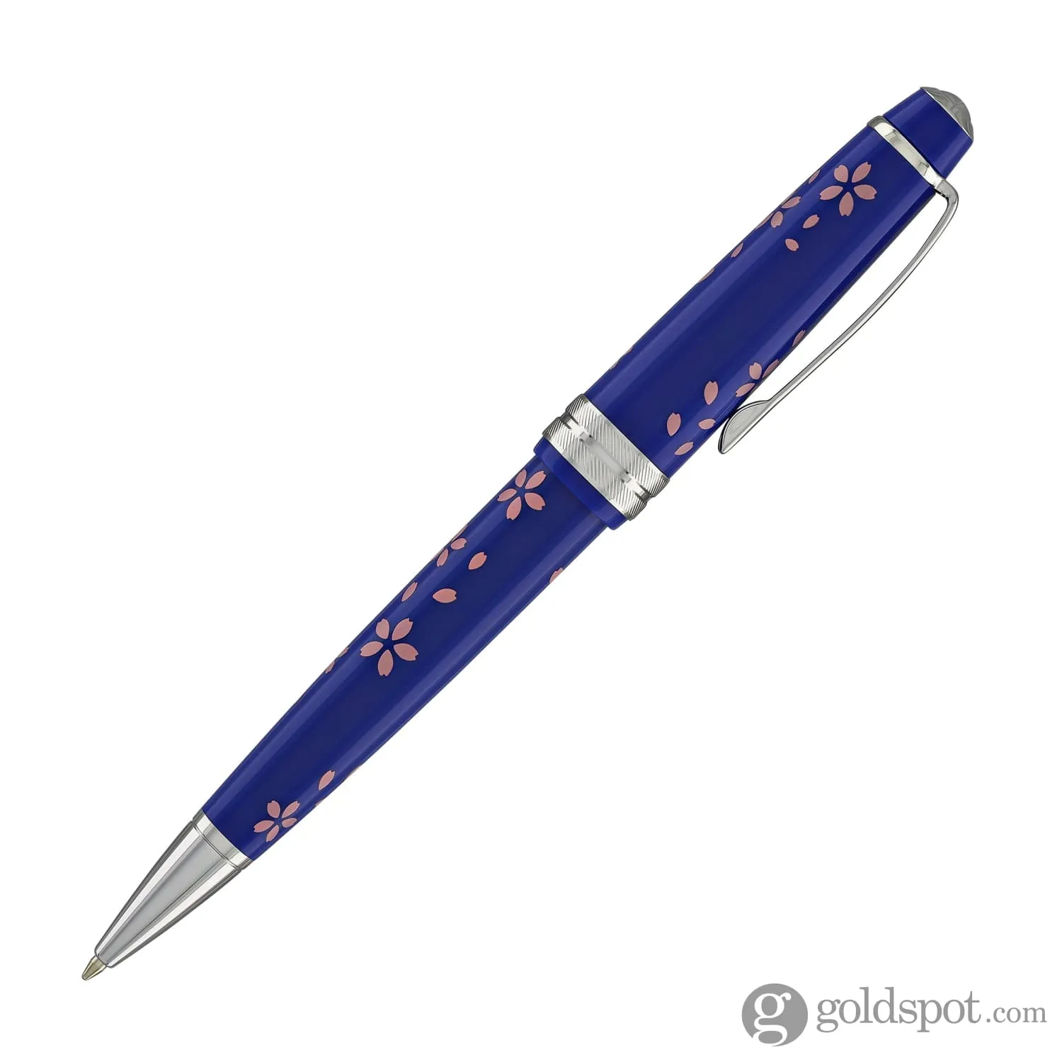Cross Bailey Light Cherry Blossom Ballpoint Pen in Glossy Blue Resin with Polished Chrome