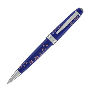 Cross Bailey Light Cherry Blossom Ballpoint Pen in Glossy Blue Resin with Polished Chrome
