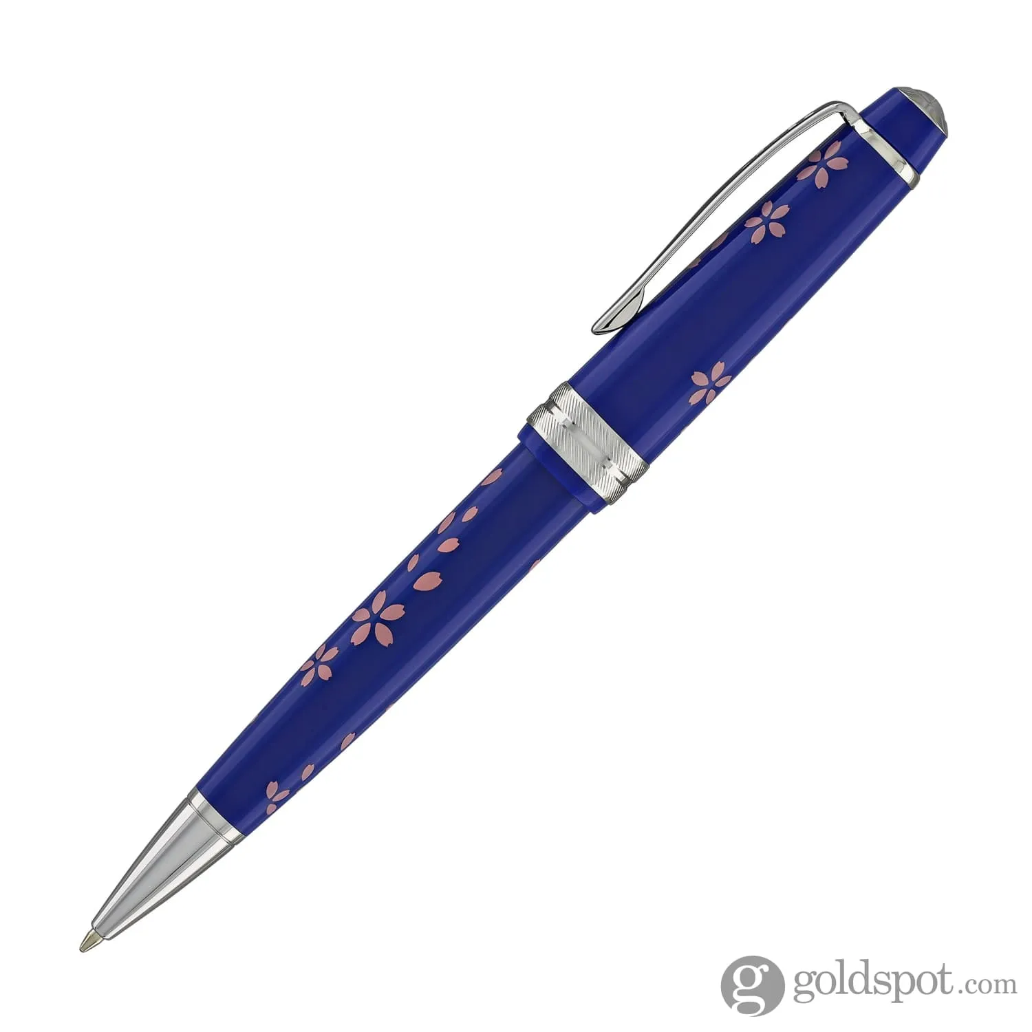 Cross Bailey Light Cherry Blossom Ballpoint Pen in Glossy Blue Resin with Polished Chrome
