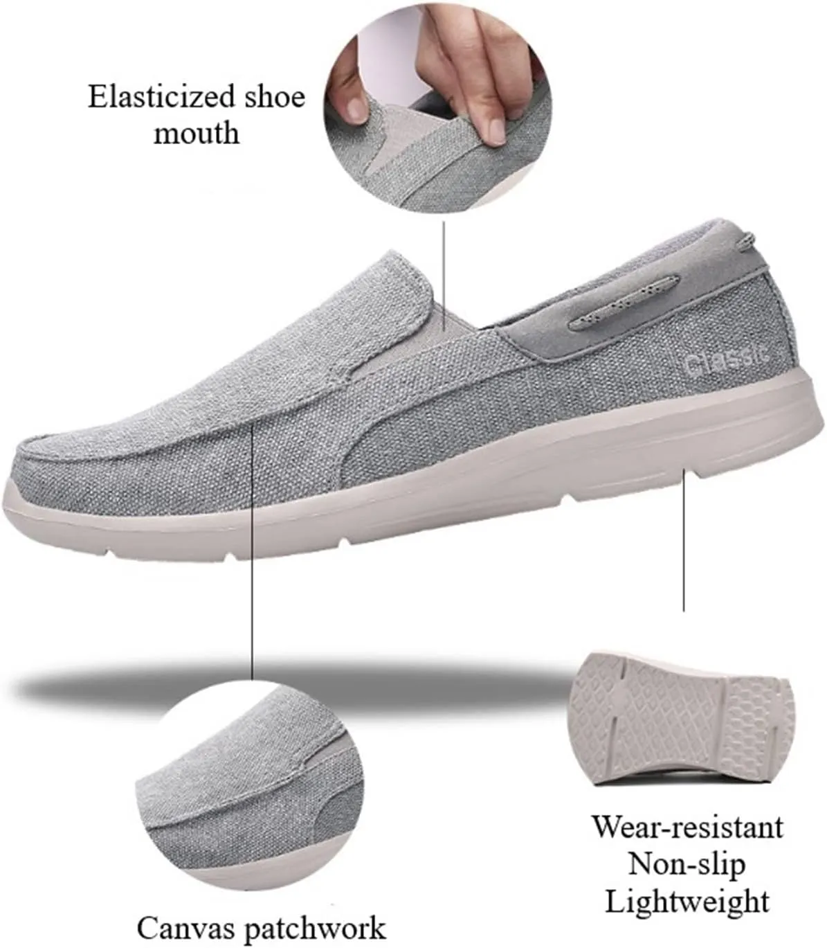 Cuzcare Men Orthopedic Loafers Breathable Canvas Shoes Lightweight Causal Comfortable Walking Shoes