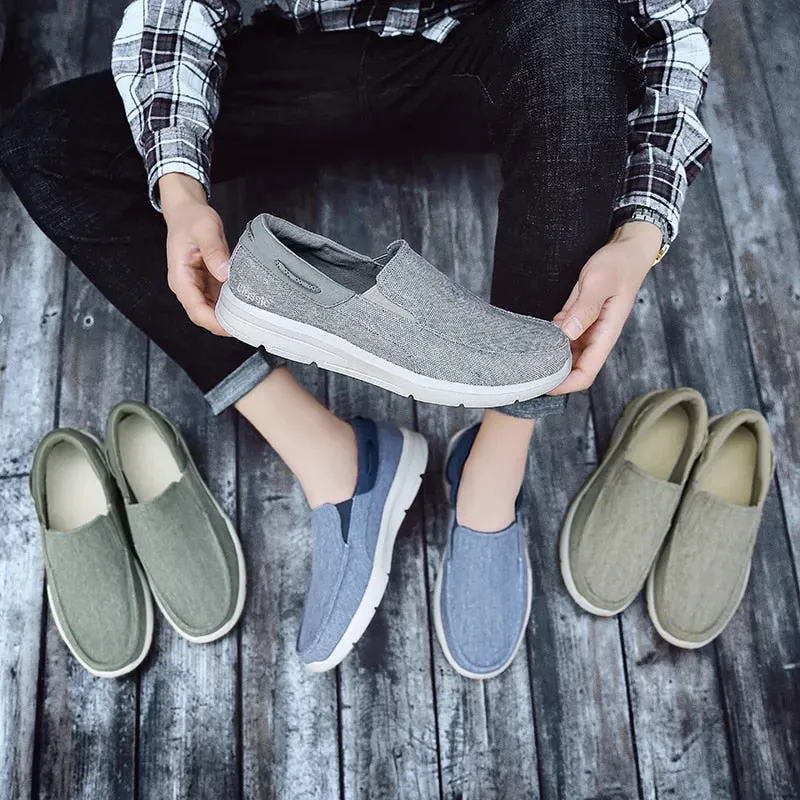 Cuzcare Men Orthopedic Loafers Breathable Canvas Shoes Lightweight Causal Comfortable Walking Shoes