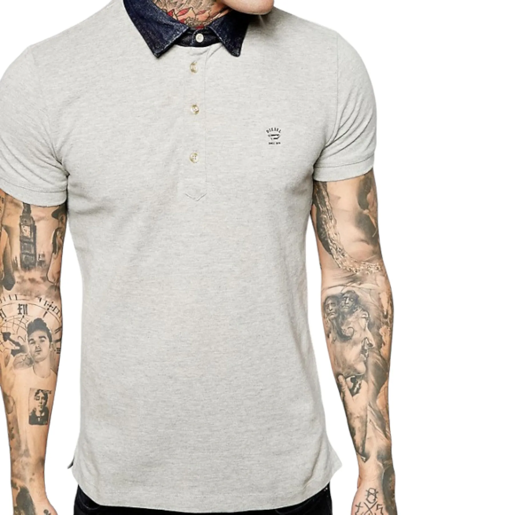 DIESEL T BASILEUS 0QAFM Mens Polo Shirt Classic Golf T-Shirt Casual Tee Cotton