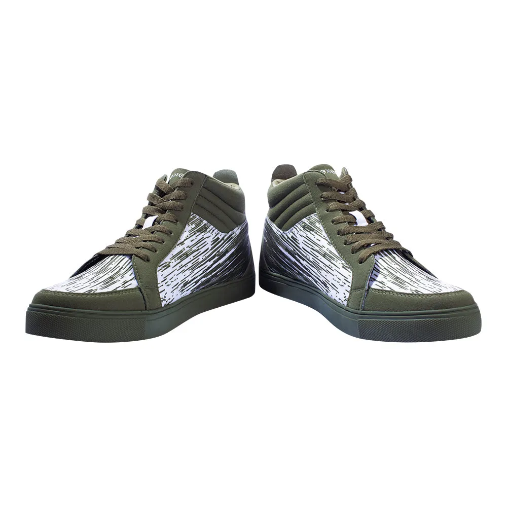 Eeken E1A009 Olive Green Printed Lightweight Ultra Stylish Ankle-Length Casual Shoes For Men