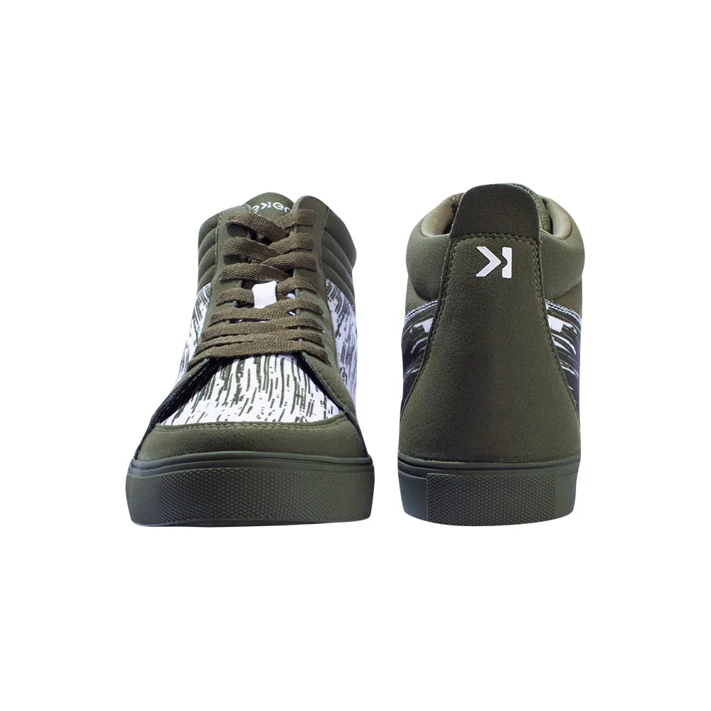 Eeken E1A009 Olive Green Printed Lightweight Ultra Stylish Ankle-Length Casual Shoes For Men