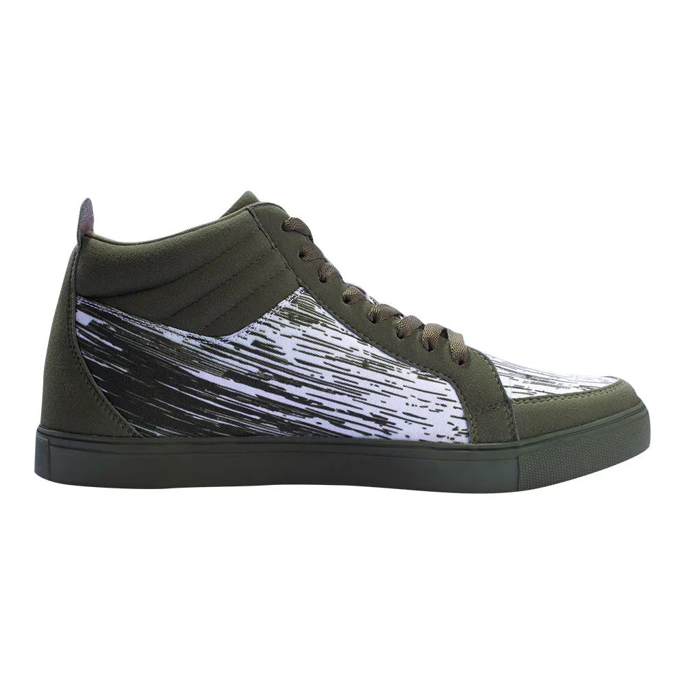Eeken E1A009 Olive Green Printed Lightweight Ultra Stylish Ankle-Length Casual Shoes For Men