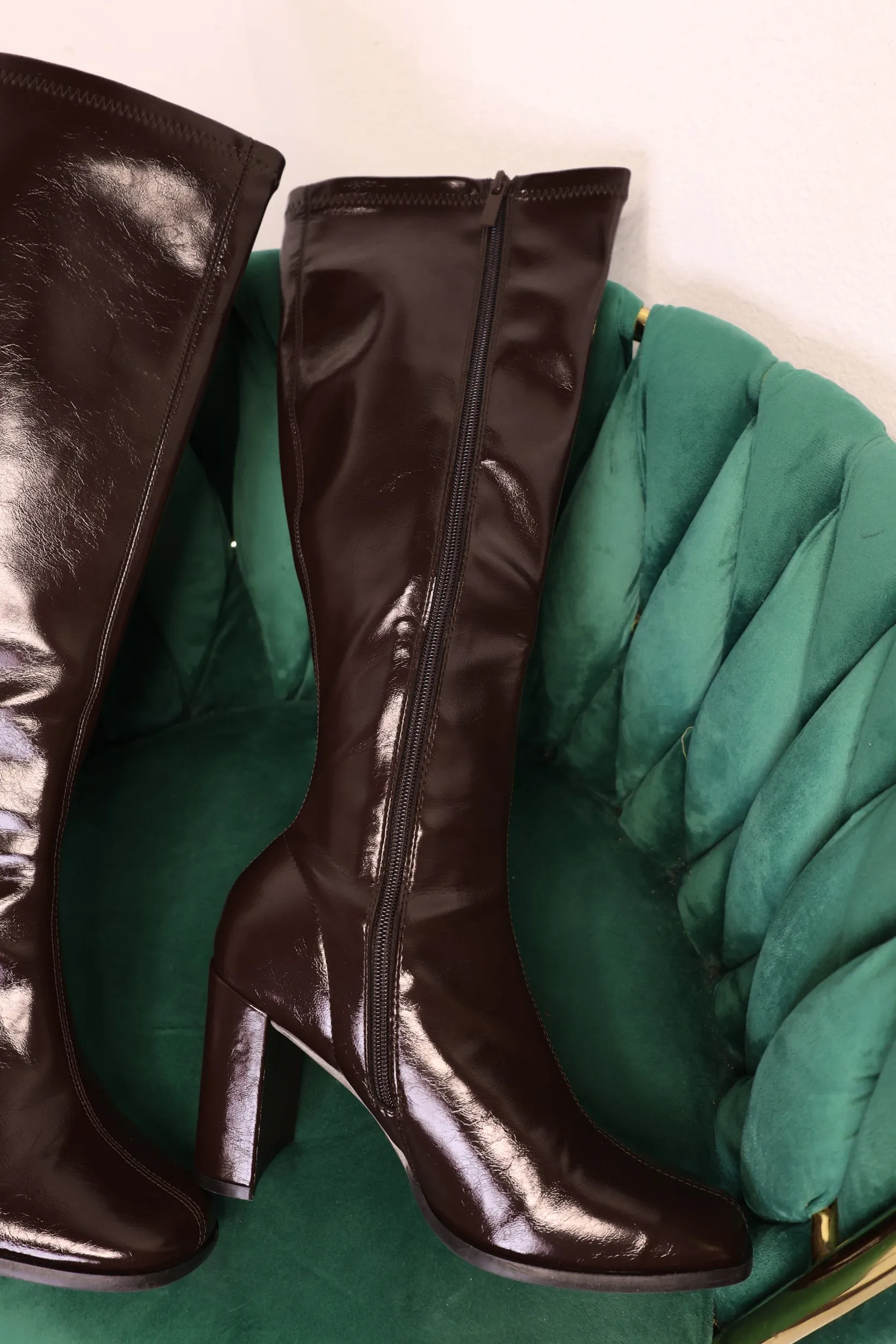 Espresso Brown Leather Knee High Boots