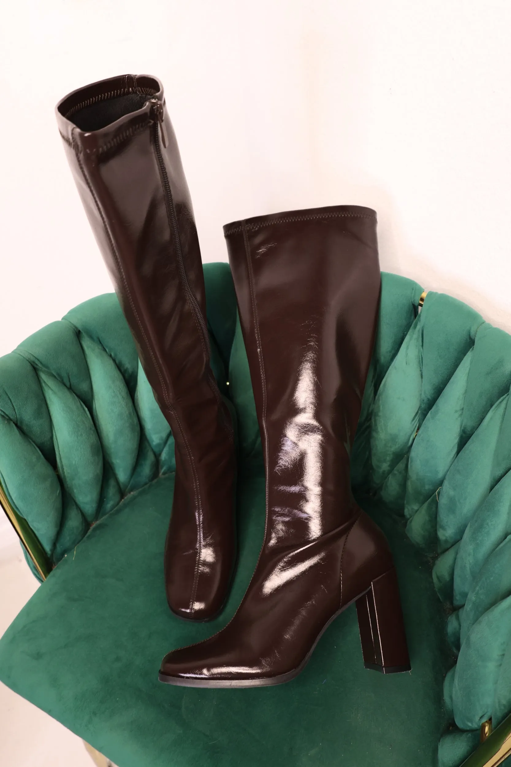 Espresso Brown Leather Knee High Boots