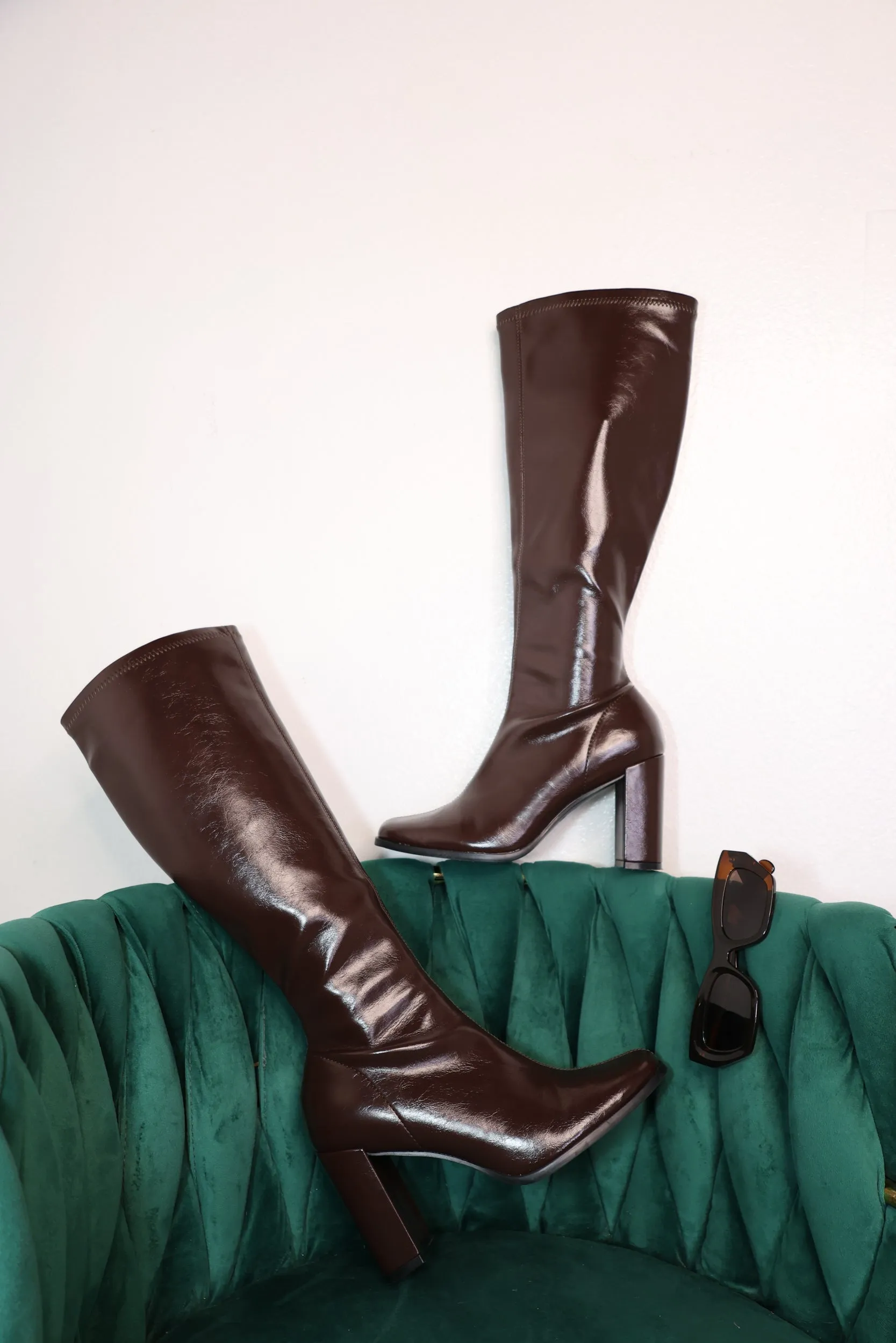 Espresso Brown Leather Knee High Boots